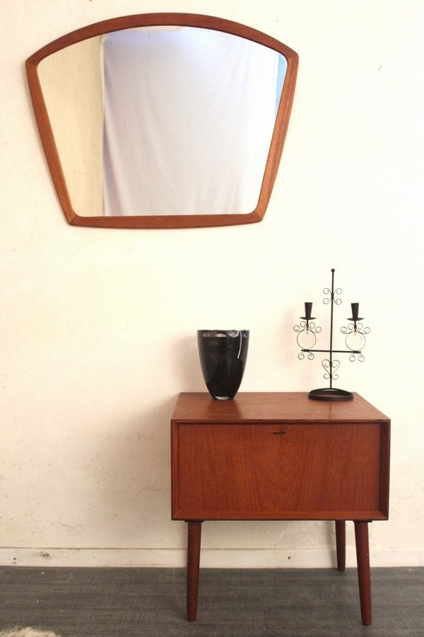 Jaren 60 Deense spiegel in teak - groot - mid century des, Huis en Inrichting, Woonaccessoires | Spiegels, Ophalen, Gebruikt, -