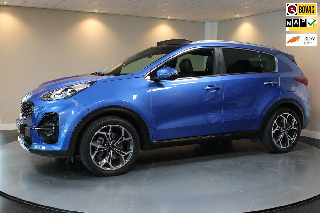 Kia Sportage 1.6 T-GDI GT-Line *Automaat* Carplay|Pano|Stoel, Auto's, Kia, 15 km/l, Gebruikt, Blauw, Bedrijf