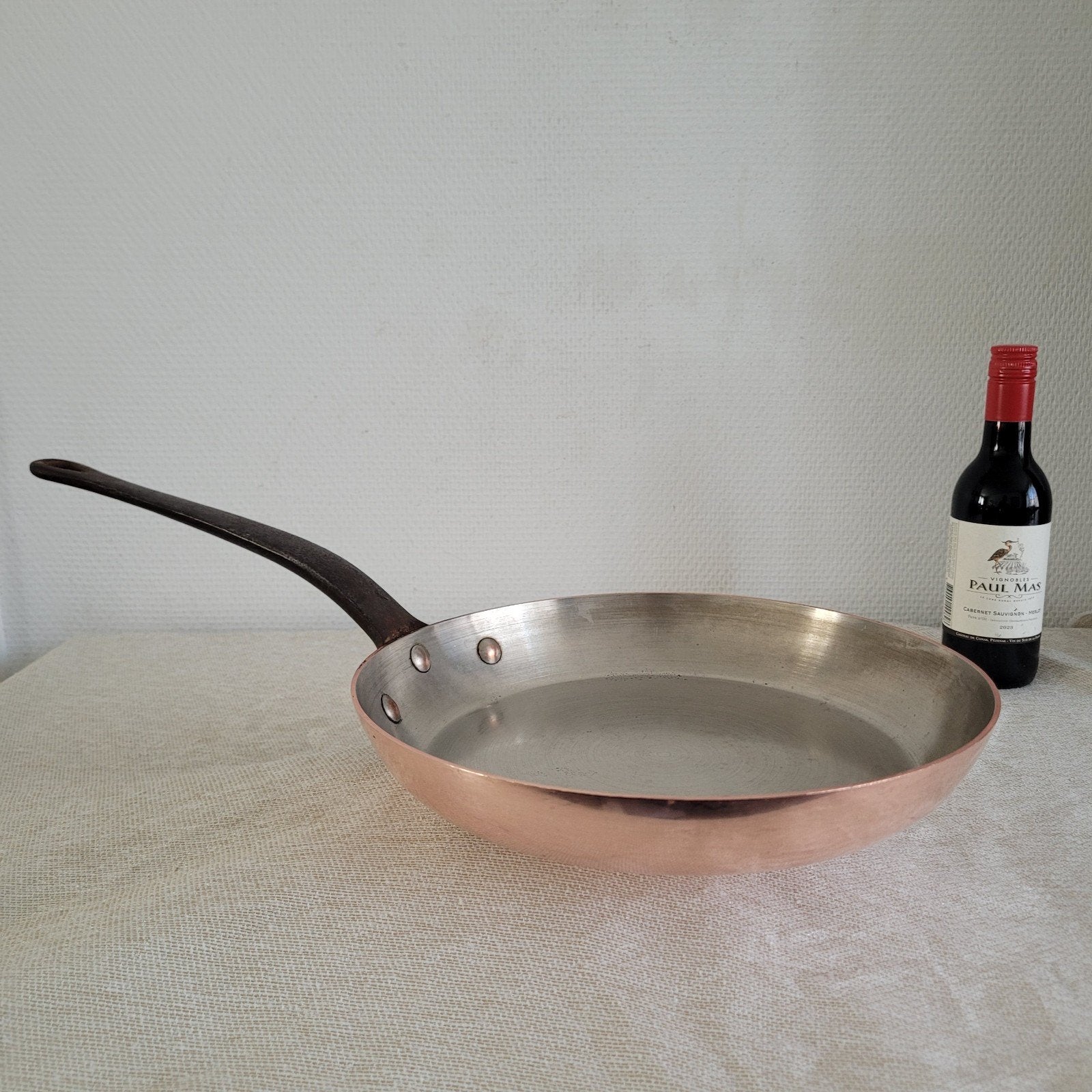 dikwandige koperen horeca pan sauspan koekenpan, Ophalen of Verzenden, Gebruikt, Koper, Koekenpan