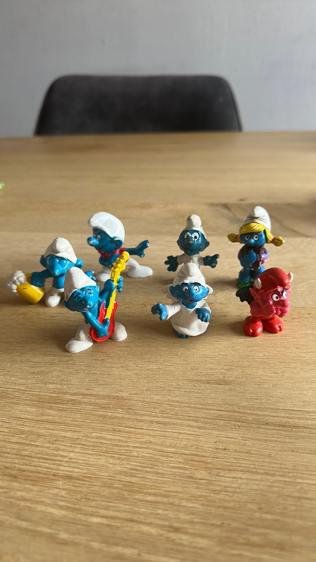 Set van 7 Smurfen beeldjes - Vintage schleich collectie, Verzamelen, Smurfen, Ophalen of Verzenden, Gebruikt, Verschillende Smurfen