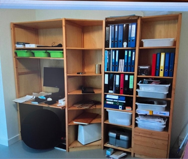 Lundia boekenkast met geintegreerd bureau, Ophalen, Gebruikt, 200 cm of meer, 200 cm of meer