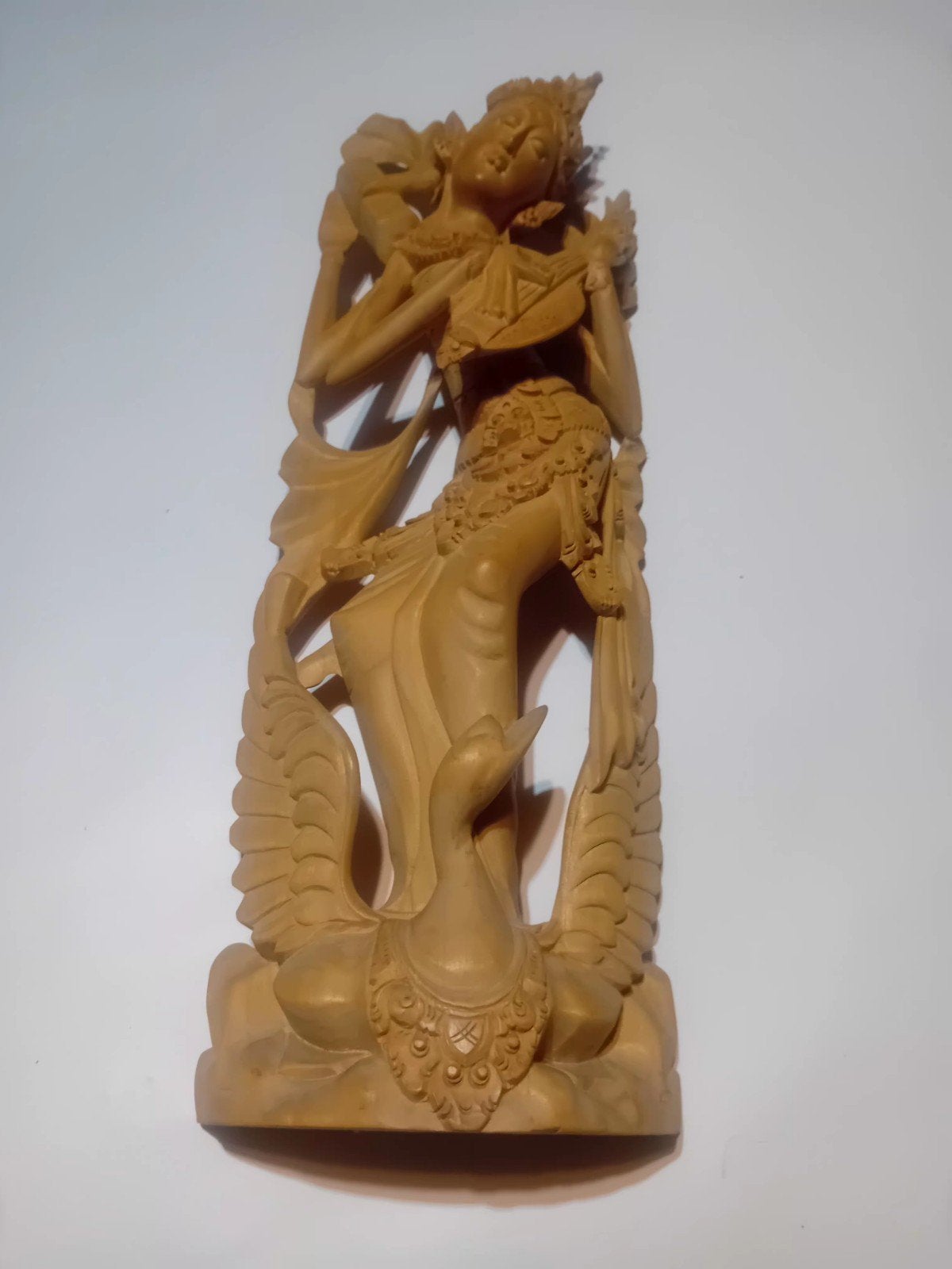 Handgesneden Balinese Houten Danseres Beeld - 55 cm, Handgemaakt, Beeld, Hout, Beige