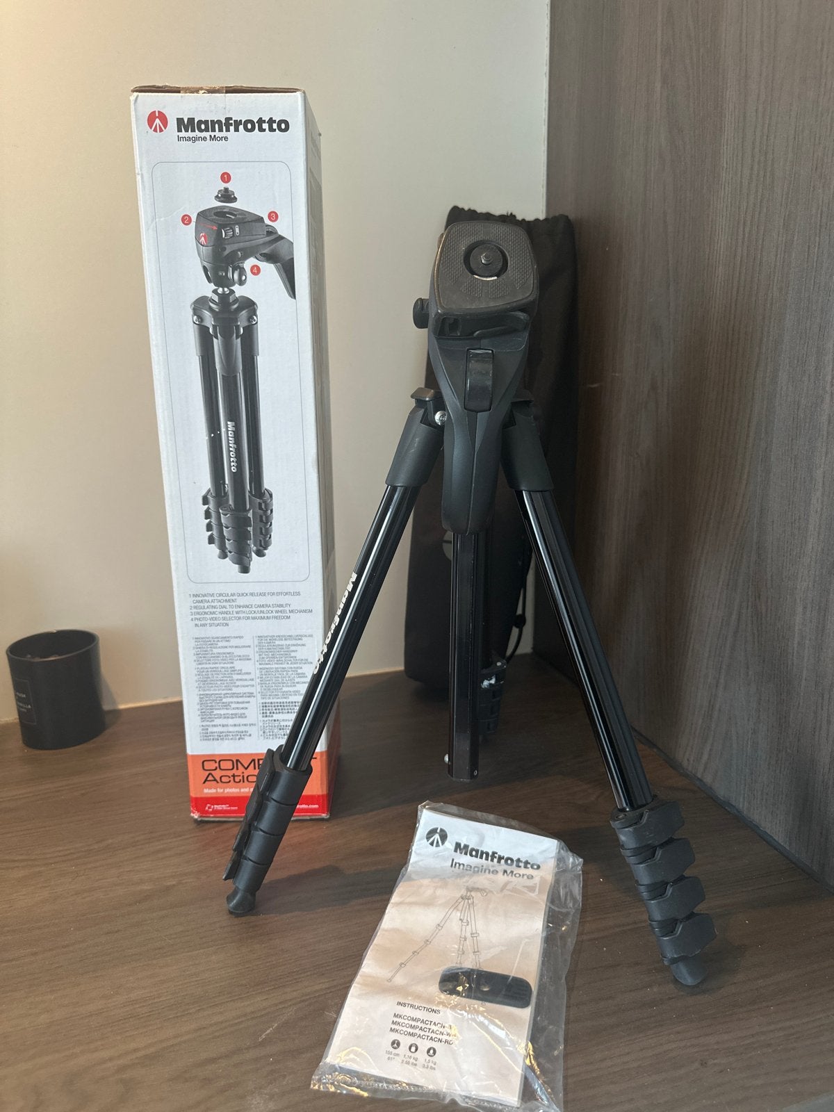Manfrotto Compact Action Statief, Ophalen, Gebruikt, Driepoot, 150 tot 175 cm