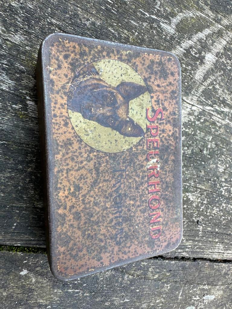 Oud blikje 'Speurhond Favoritas' sigaren - Vintage verzamelo, Ophalen of Verzenden