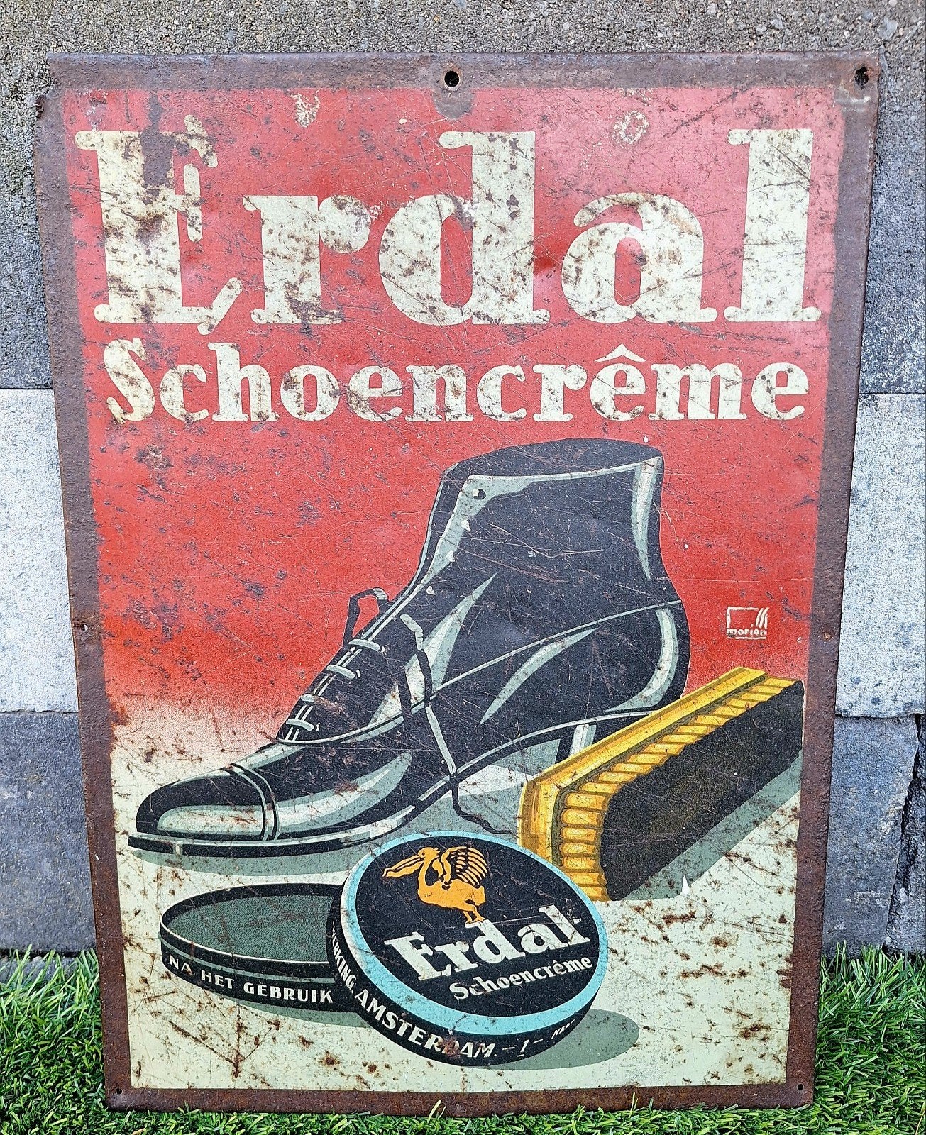 Reclamebord. Erdal schoencreme., Ophalen of Verzenden, Gebruikt, Reclamebord