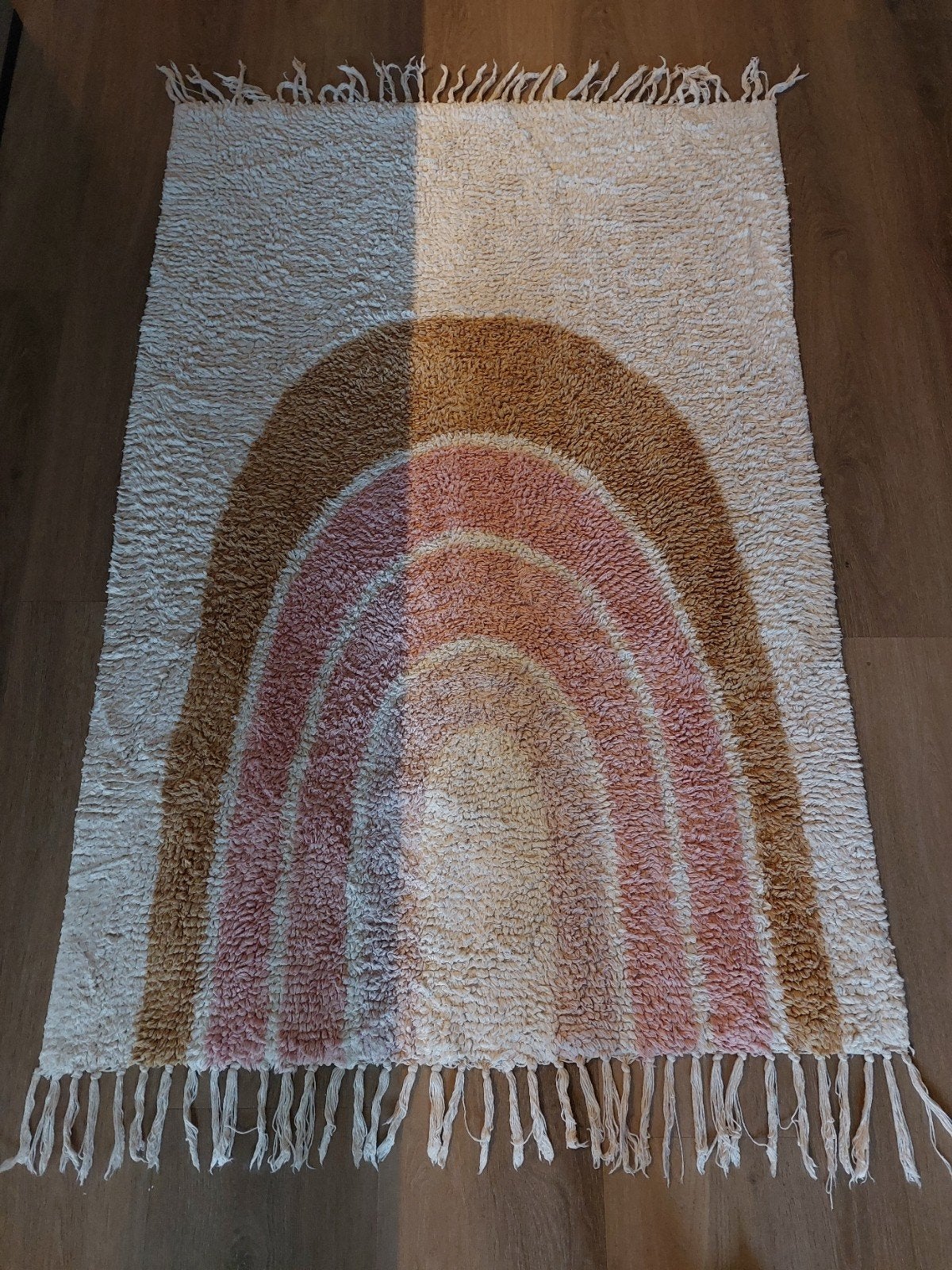 Vloerkleed met regenboogpatroon, 100 tot 150 cm, Boho, Speels, Kinderkamer, Zo goed als nieuw, Bruin