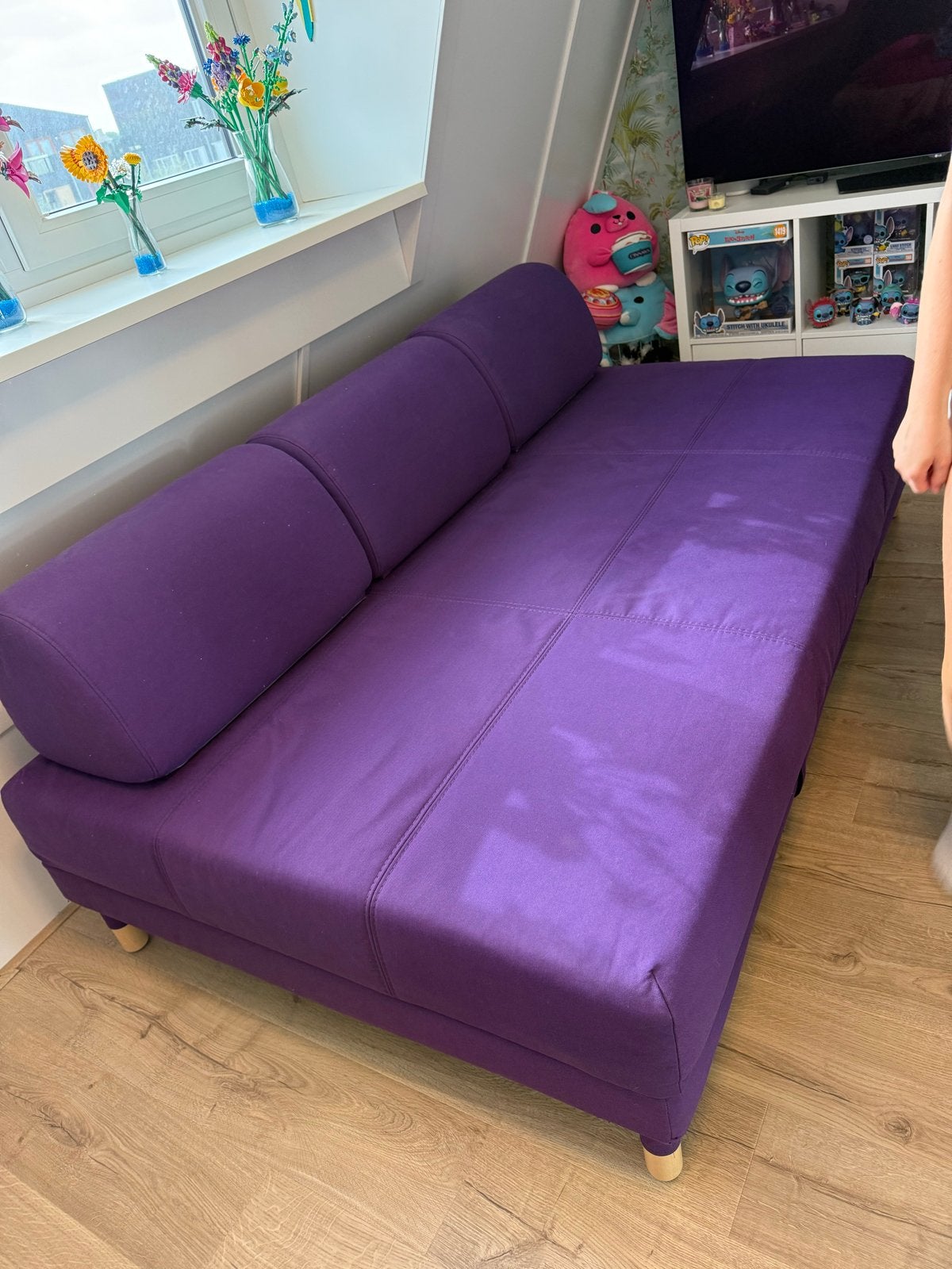 IKEA Flottebo slaapbank paars 120x200 cm- Zeer netjes, Ophalen, Paars, Zo goed als nieuw, Twijfelaar