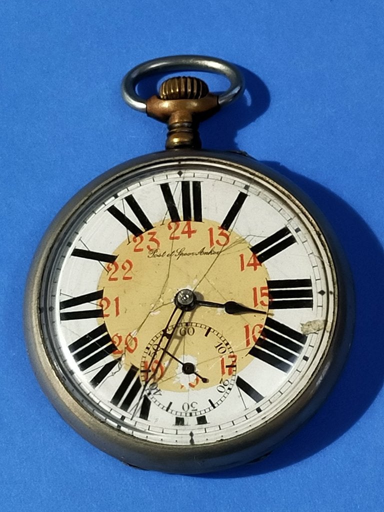 POST ET SPOOR ANKER DUTCH 35344 zakhorloge, Sieraden, Tassen en Uiterlijk, Horloges | Antiek, Overige merken, Zakhorloge, Staal