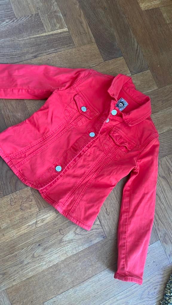 Rood Jeans jack   Ci Marron, zgan mt 116, Ophalen of Verzenden, Zo goed als nieuw, Meisje, Jas
