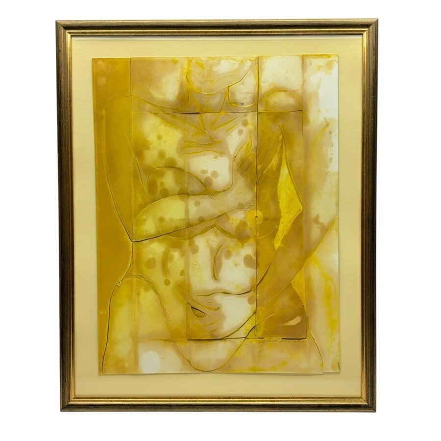 Sjoerd de Vries (1941-2020) - Geel naakt, Antiek en Kunst, Kunst | Schilderijen | Modern, Ophalen of Verzenden