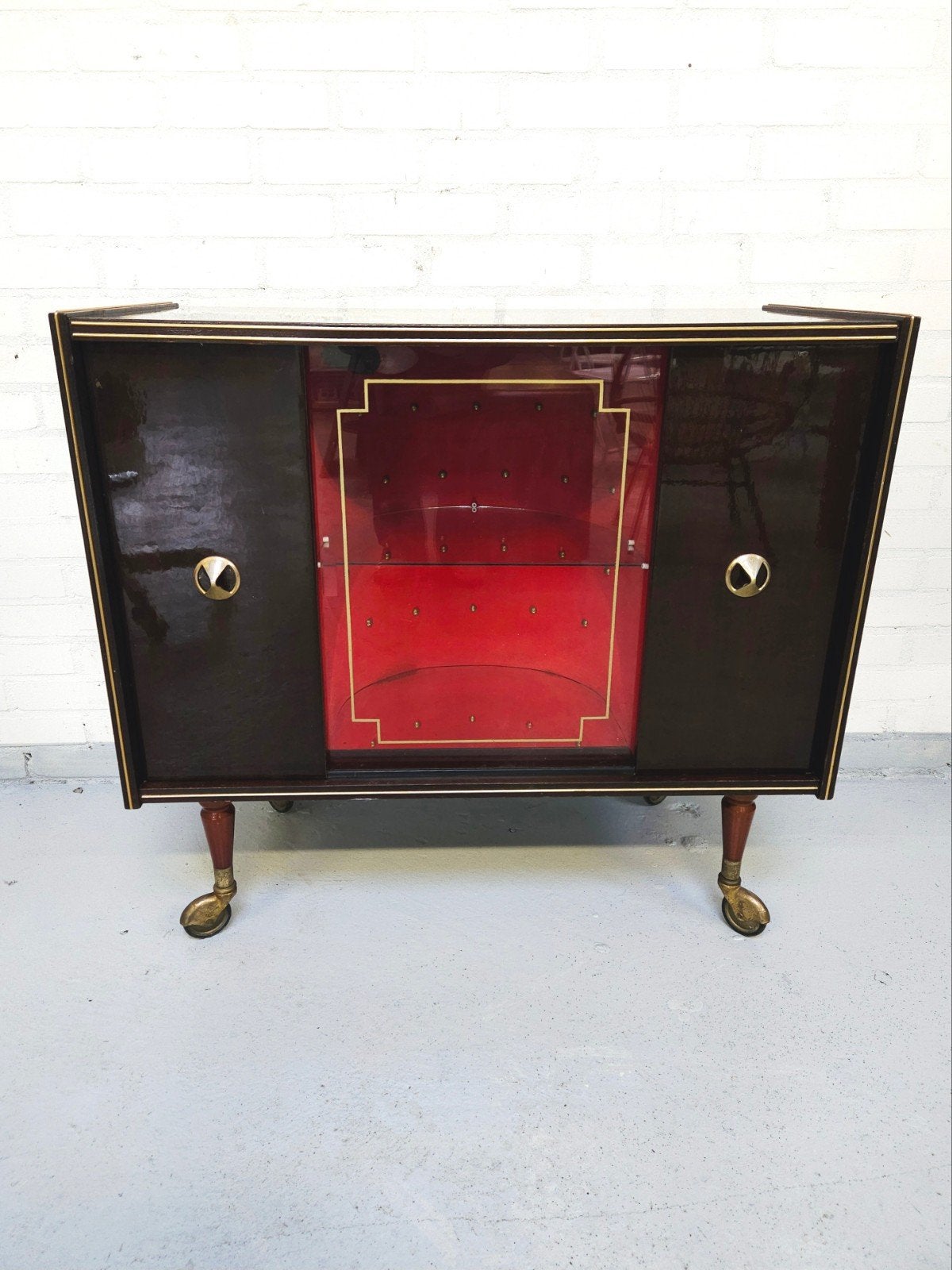 Vintage bar trolley serveerwagen, Ophalen, Gebruikt, Rechthoekig, Vintage