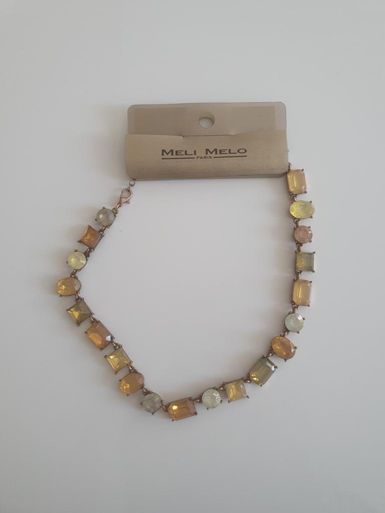 Meli Melo ketting met gekleurde stenen, Verzenden, Nieuw, Geel, Overige materialen