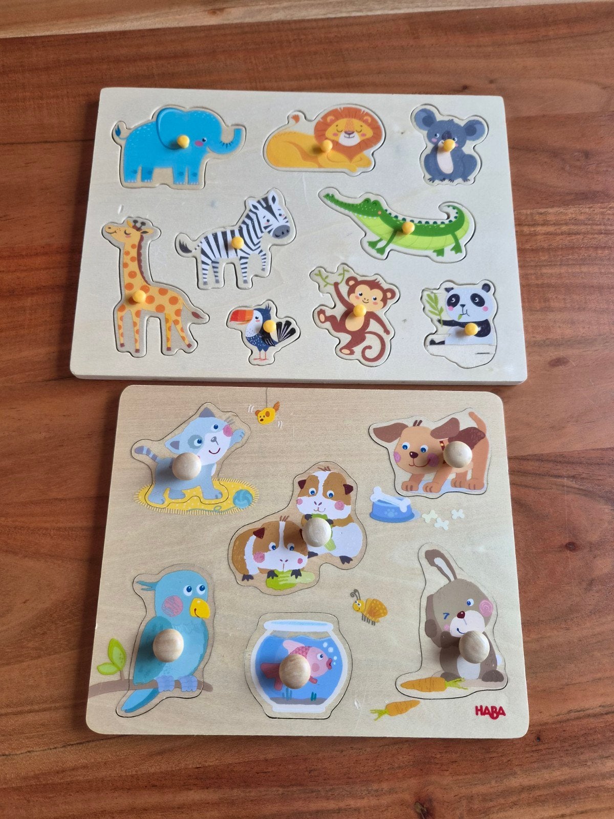 2 Houten Dieren Puzzels - Boerderij & Jungle Dieren, Ophalen, Gebruikt, Puzzelen