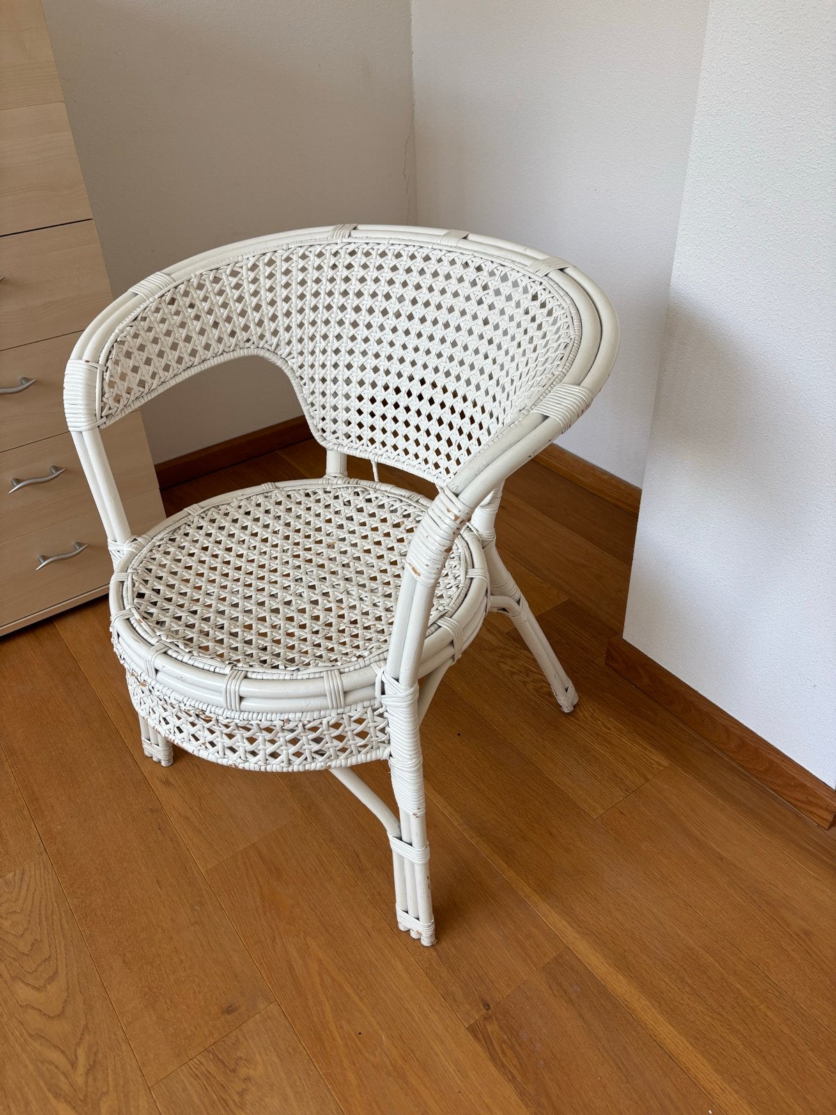 Witte rotan stoel, Ophalen, Gebruikt, Wit, Riet of Rotan