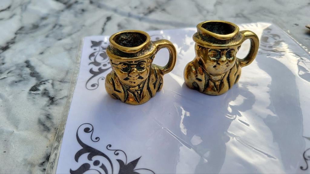 Twee miniture Mr Pickwicks solid Brass Toby jugs mooi  Made, Ophalen of Verzenden
