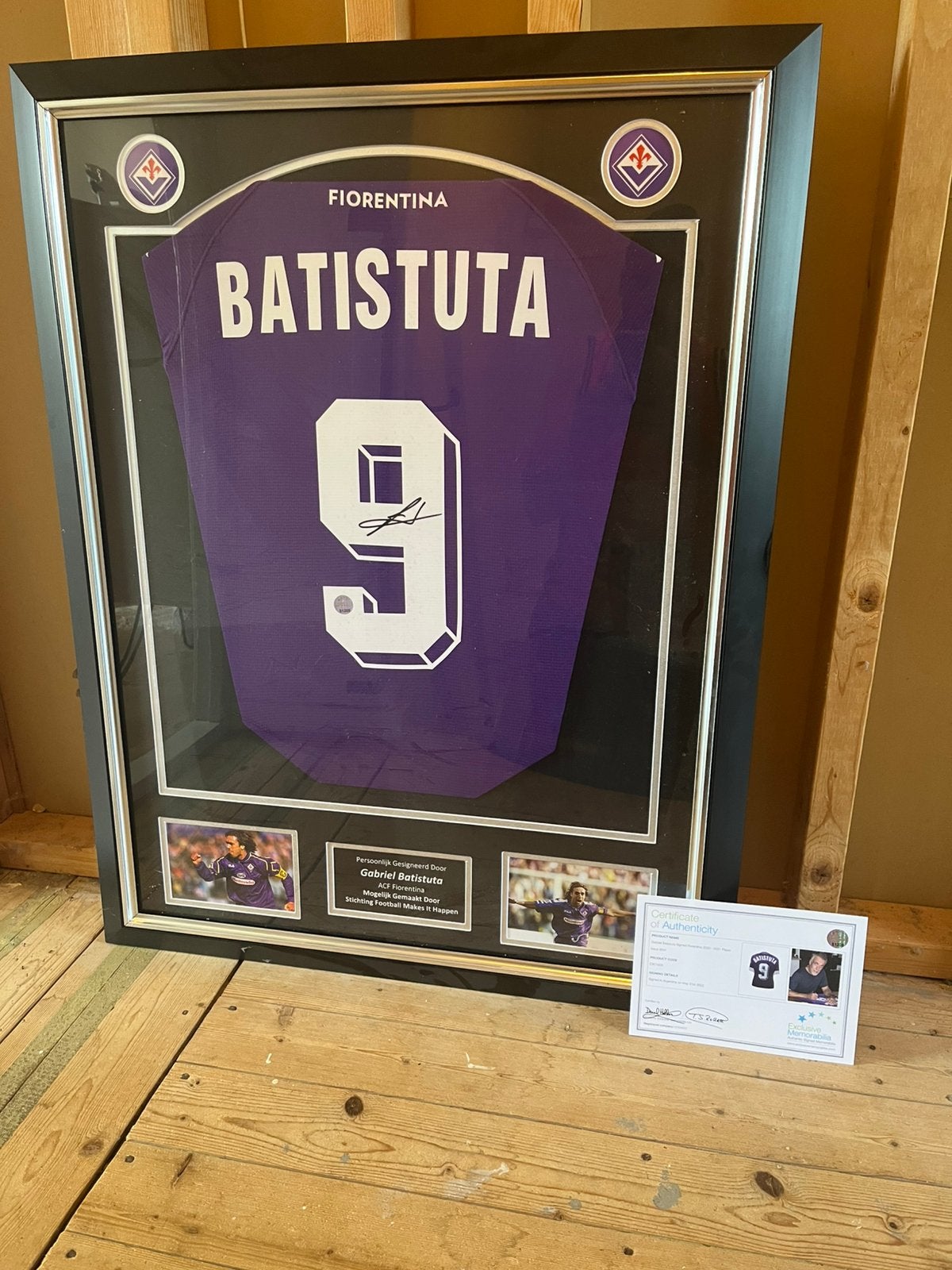 Gesigneerd Batistuta Fiorentina Shirt met COA, ingelijst, Ophalen, Nieuw, Buitenlandse clubs, Shirt