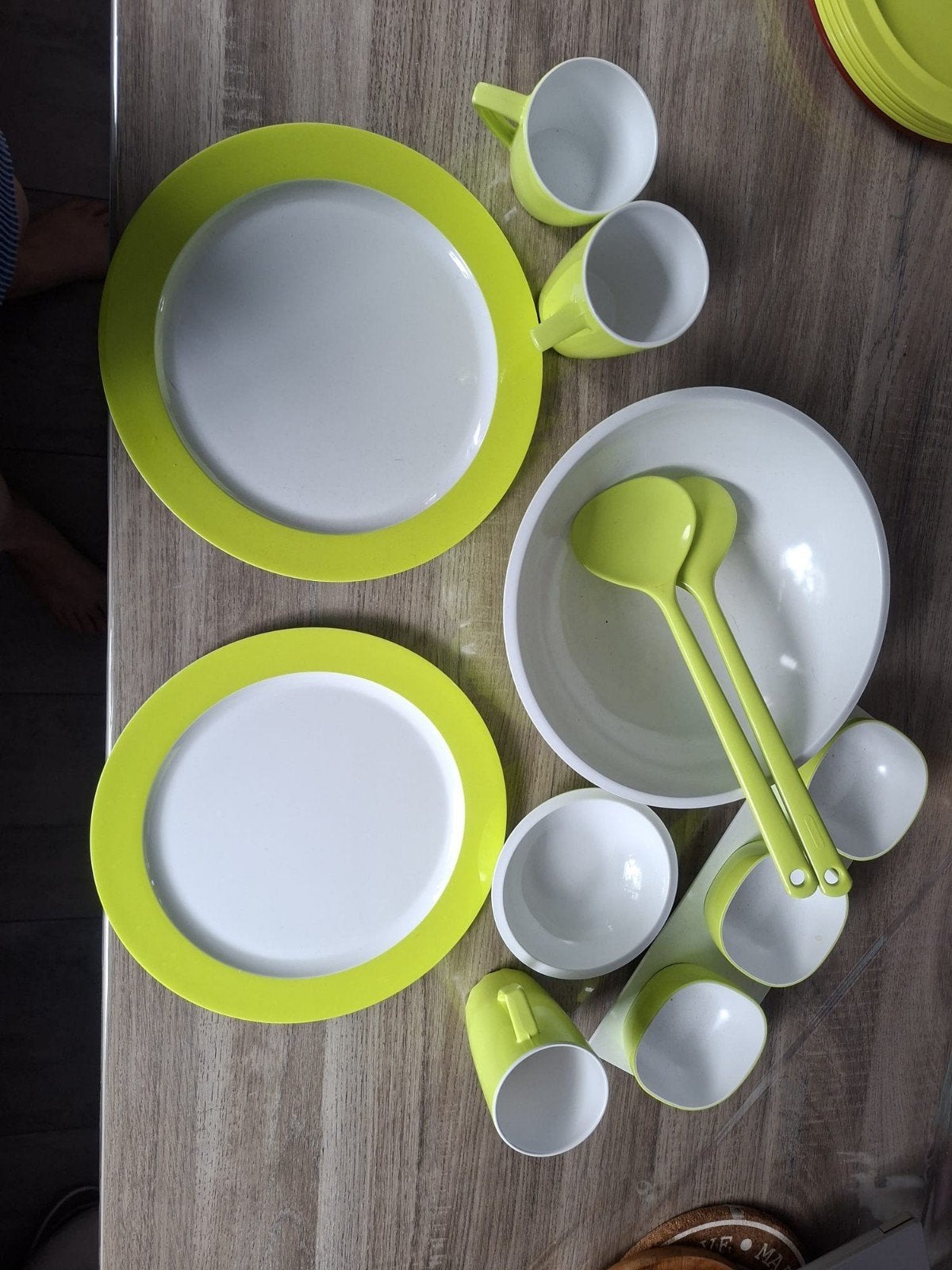 Compleet servies set - groen/wit - mepal, Kunststof, Gebruikt, Mepal, Ophalen of Verzenden