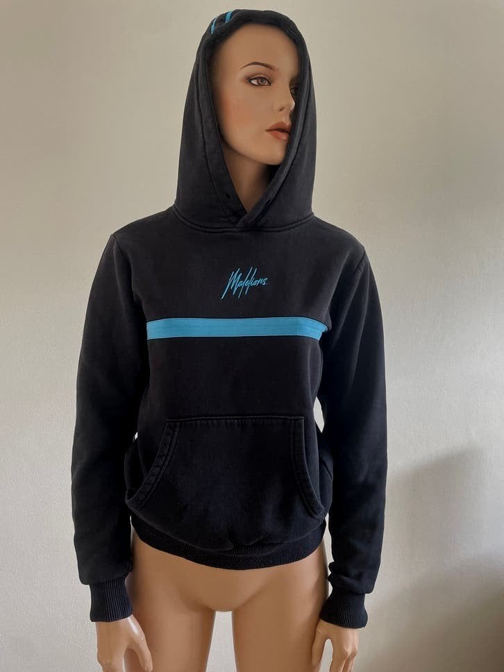 Malelions hoodie zwart met blauwe streep. Maat: XXS, Kleding | Heren, Ophalen, Zwart, Malelions, Gedragen