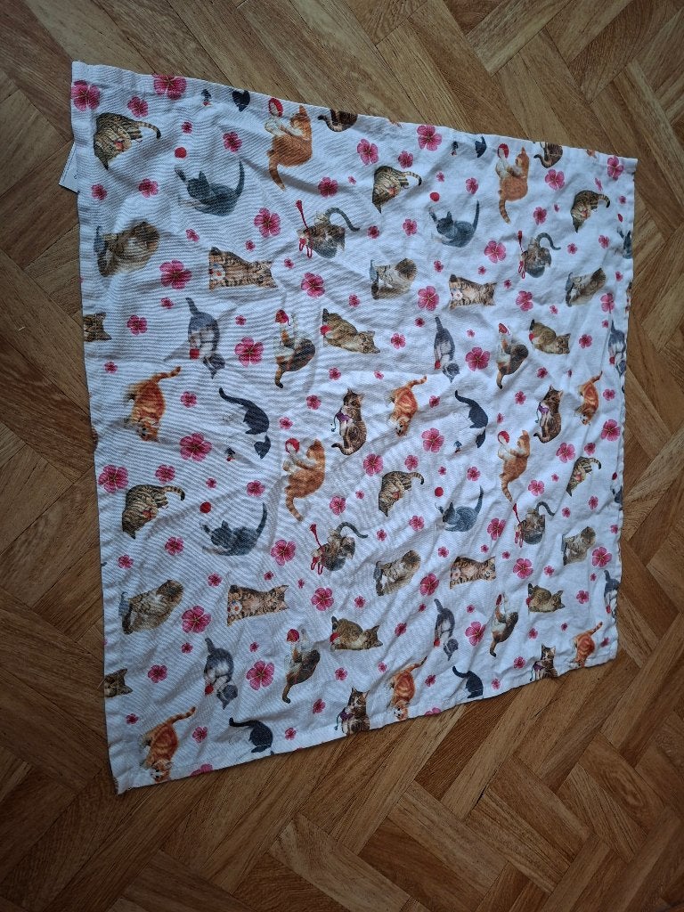theedoek katten francien 60 cm bij 60 cm, Gebruikt, Met decoratie, Wit, Theedoek of Handdoek