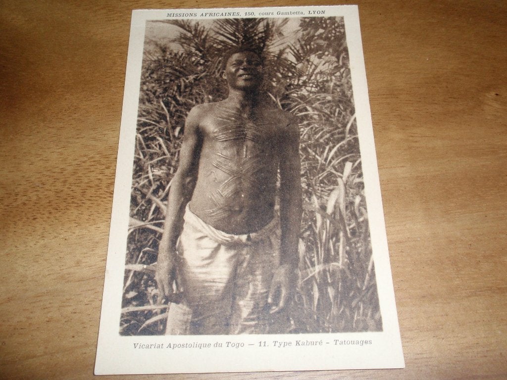 Scarificatie  Togo Kabure Type Etnografie Man Afrika, Verzamelen, Ansichtkaarten | Themakaarten, Verzenden, Voor 1920, Ongelopen