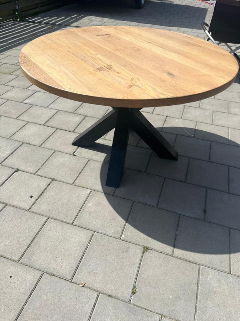 kruispoot tafel, Ophalen of Verzenden, Zo goed als nieuw, Rond