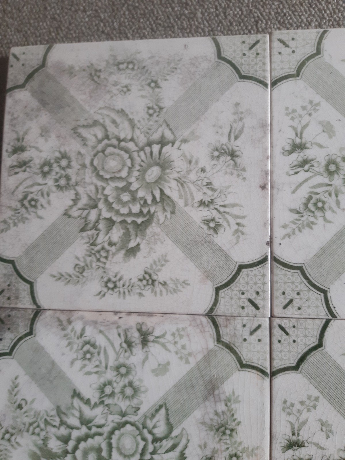 4 antieke tegels Art Nouveau  ( vierpas ), Ophalen of Verzenden