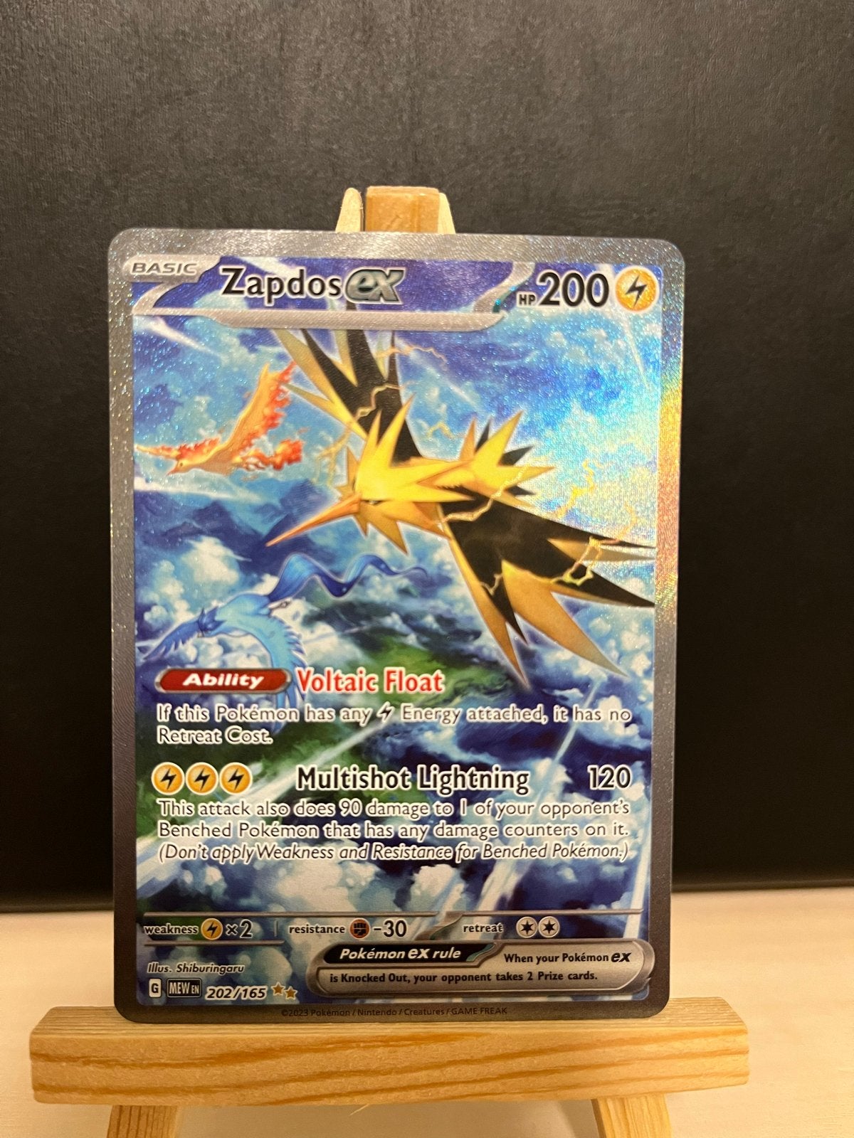 Zapdos ex 202/165 - 151 Pokémon kaart, Ophalen of Verzenden, Nieuw, Losse kaart, Foil