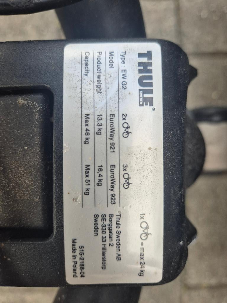 Fietsendrager Thule EuroWay G2 921, Ophalen, 2 fietsen, Zo goed als nieuw, Trekhaakdrager