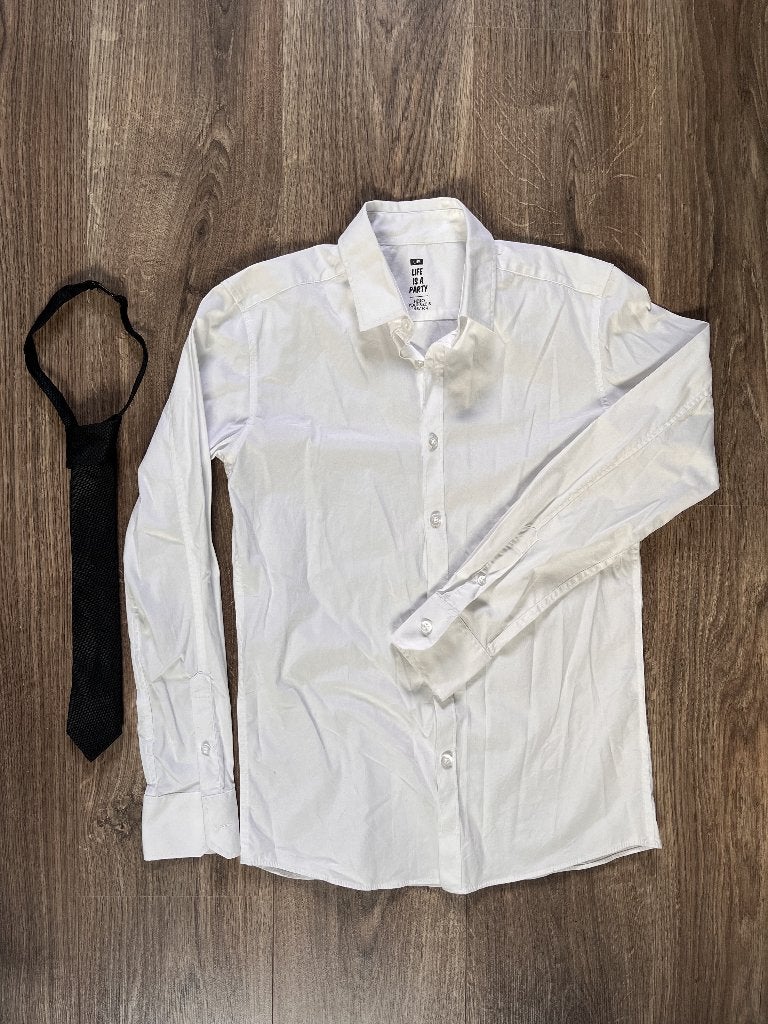 Wit overhemd met stropdas - maat 158/164, Kinderen en Baby's, Kinderkleding | Maat 158, WE, Overhemd of Blouse, Ophalen of Verzenden