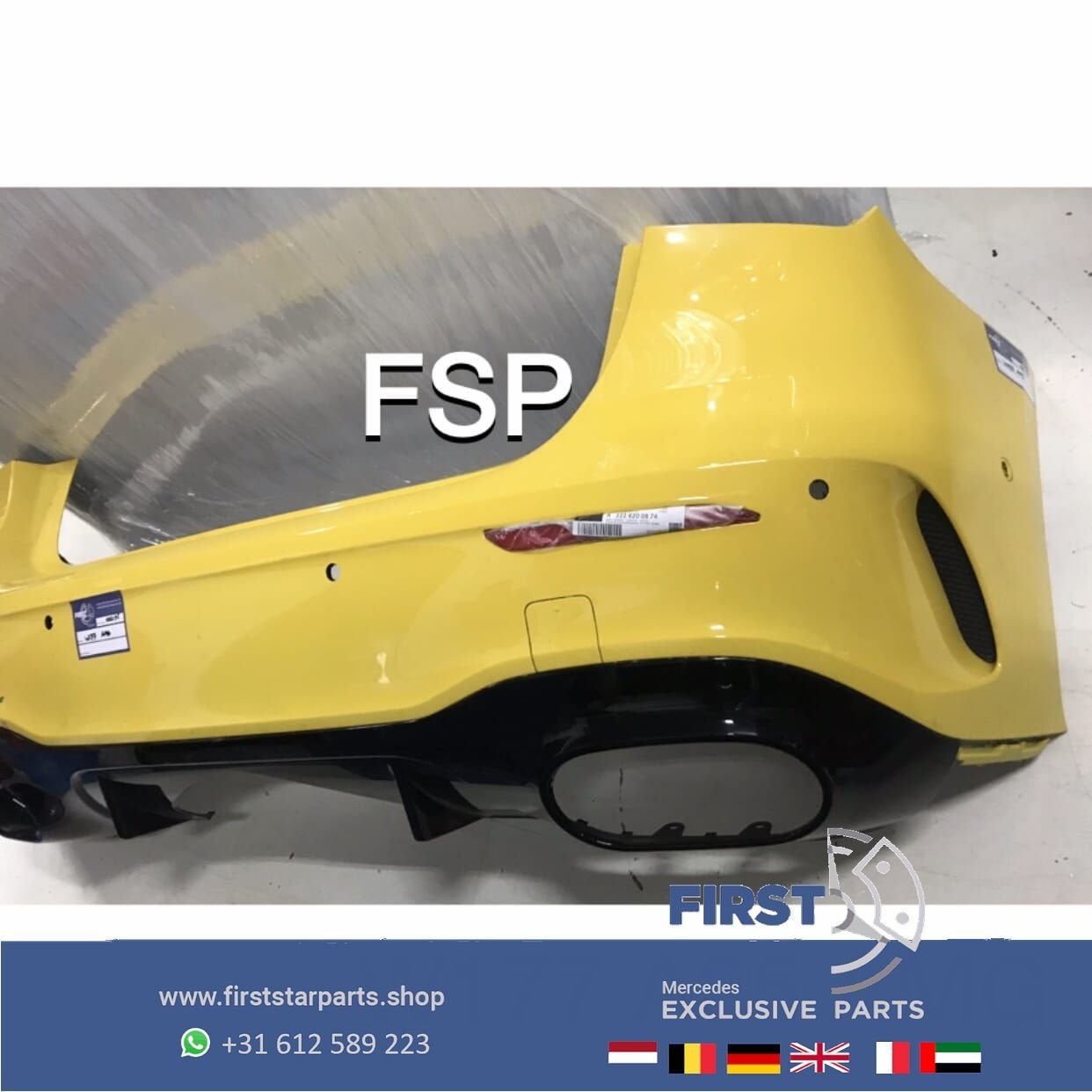 W177 A35 AMG ACHTERBUMPER Mercedes A Klasse 35 BUMPER GEEL 2, Gebruikt, -, Ophalen of Verzenden, Achter