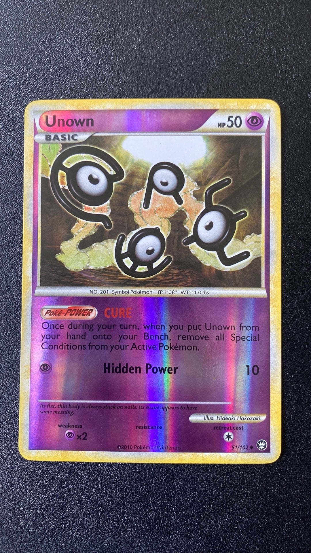 Pokemon unown 51/102 reverse holo triumphant zeldzaam, Ophalen of Verzenden, Zo goed als nieuw, Losse kaart