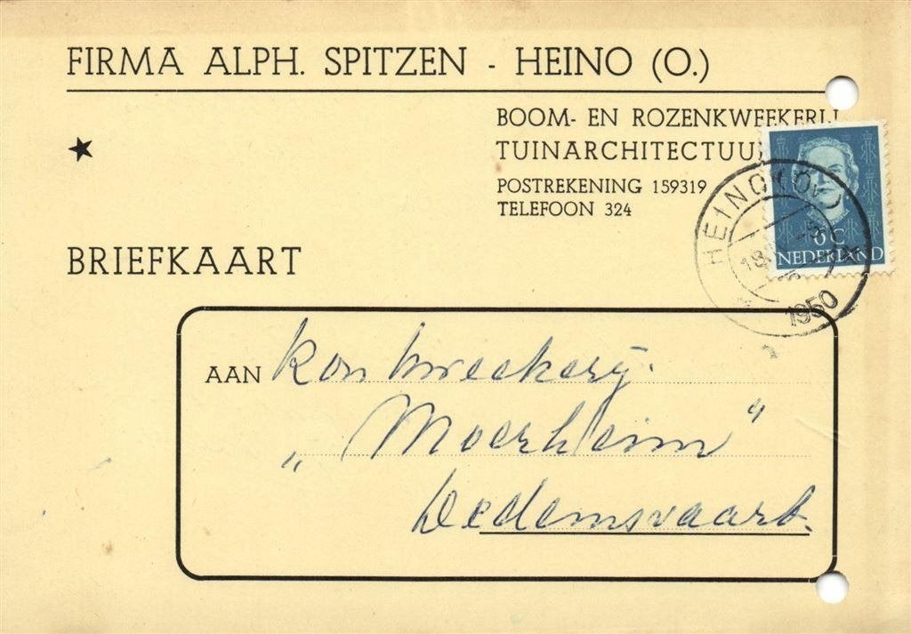 Firma Alph. Spitzen - Heino [O.] - 04.1950 - briefkaart, Ophalen of Verzenden, Briefkaart