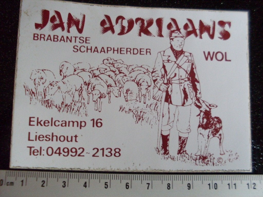 sticker Jan Adriaans schaapherder lieshout schapen herder, Verzenden, Zo goed als nieuw, Bedrijf of Vereniging