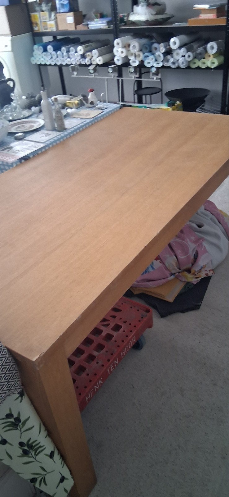 Houten eettafel/werktafel - Gebruikt, Ophalen, Gebruikt, 100 tot 150 cm, Eenvoudig, functioneel