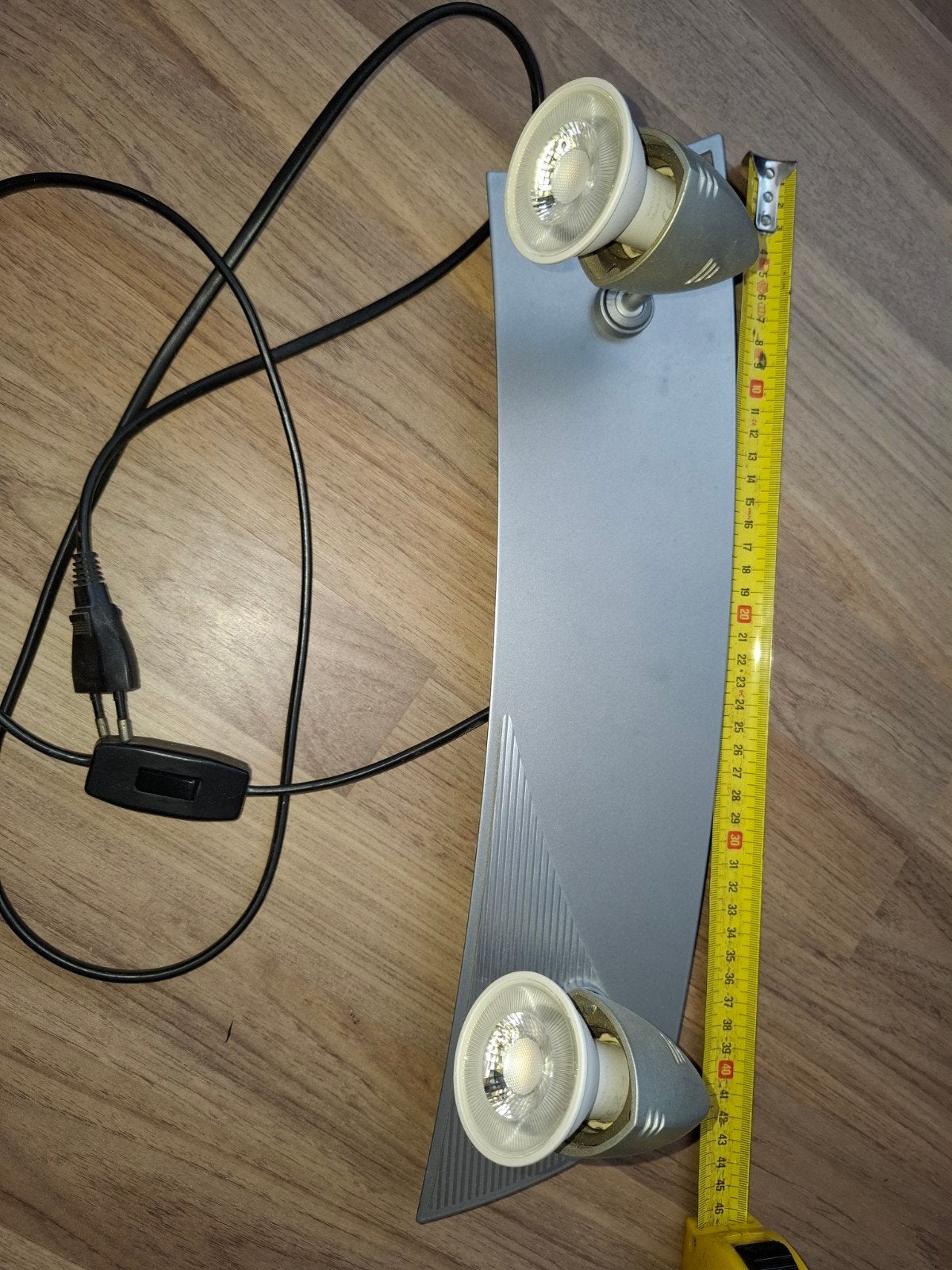 Wandspot met 2 lampen, zilverkleurig, inclusief schakelaar, Ophalen, Gebruikt, GU10, Overige merken
