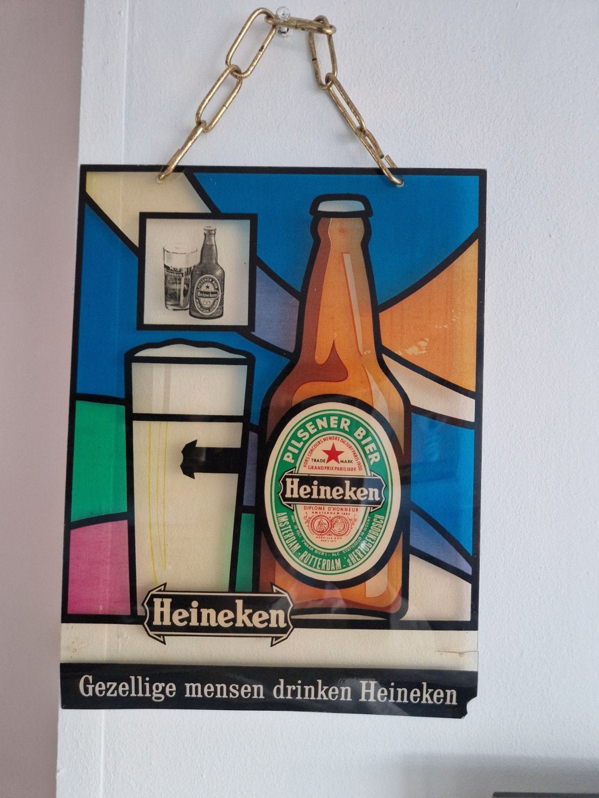 Heineken Bier oude reclame, Ophalen of Verzenden, Gebruikt, Reclamebord