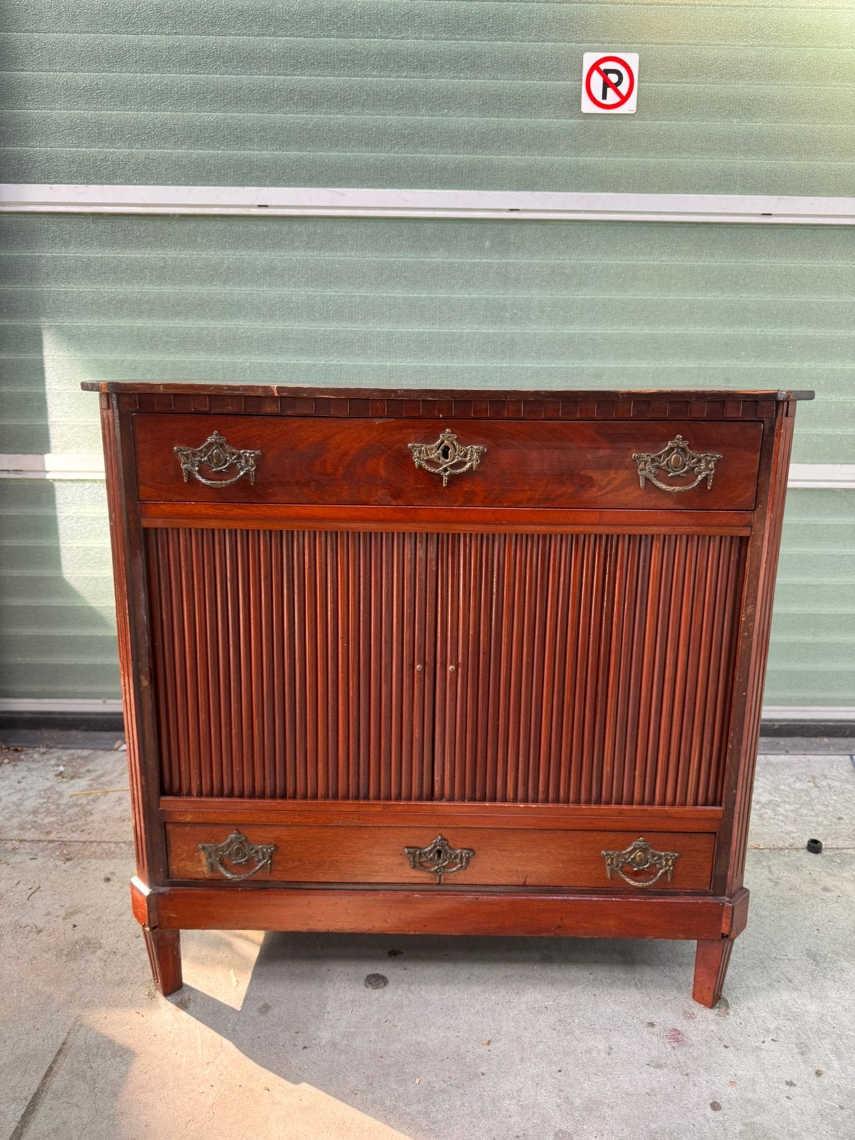 Antieke Roldeurkast / Tambourkast – ca. 1890-1920, Verzenden, Zo goed als nieuw, 25 tot 50 cm, 50 tot 100 cm