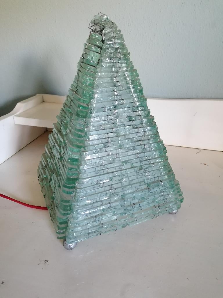 vintage piramide lamp, Gebruikt, Vintage, Ophalen of Verzenden, Glas