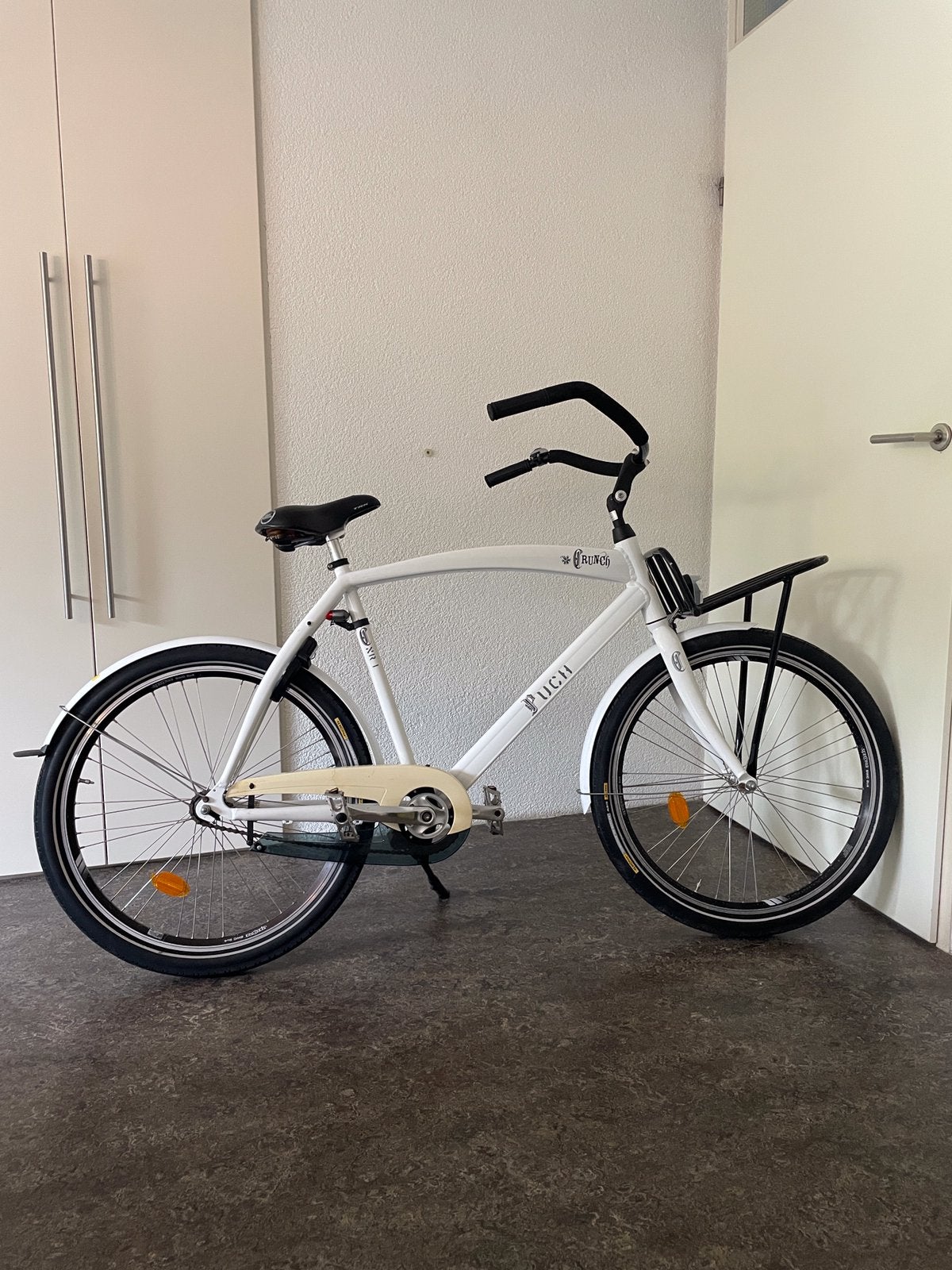 Puch Crunch aluminium wit transportrek fiets slot verlicht, 53 tot 57 cm, Ophalen, Zo goed als nieuw, Overige merken