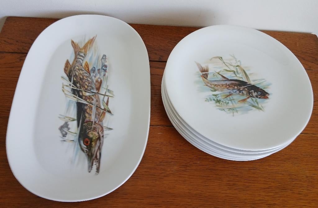 Set van Bavaria 6 dinerborden en 1 ovaal serveerbord, Ophalen of Verzenden, Zo goed als nieuw, Bord(en), Overige stijlen