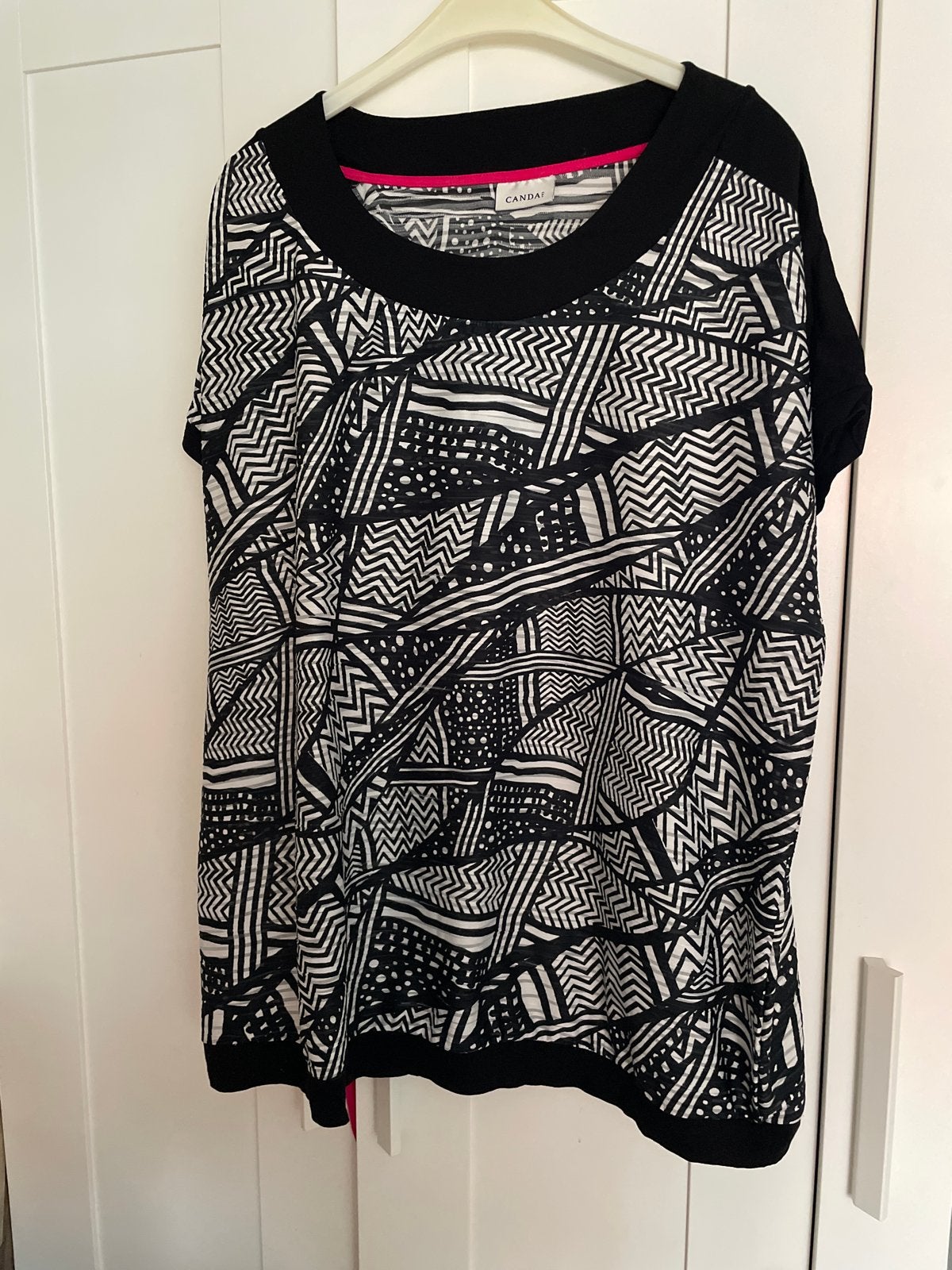 Canda Zwart-witte tuniek met korte mouwen maat 50, Ophalen of Verzenden, Zo goed als nieuw, Zwart