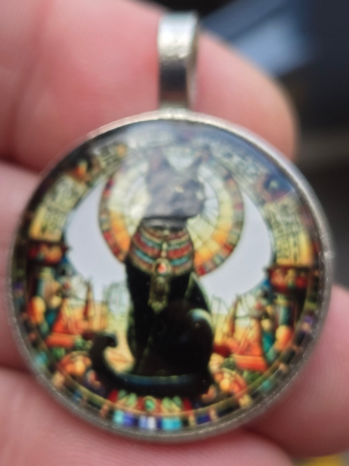 Hanger met Egyptische Kattenafbeelding - Glas, Overige kleuren, Glas of Kristal, Nieuw, Ophalen of Verzenden