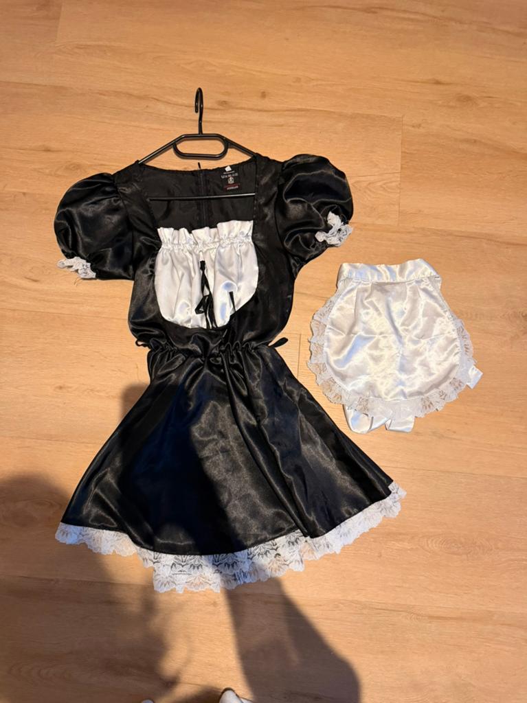 Dames sexy kamermeisje carnaval jurkje S, Carnaval, Ophalen of Verzenden, Zo goed als nieuw, Kleding
