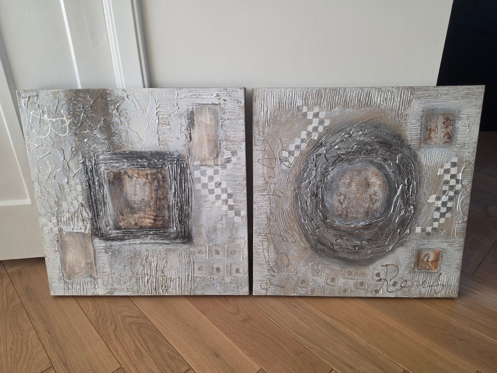 Abstracte schilderijen set van Cobra Art Company | 60x60 cm, Antiek en Kunst, Ophalen
