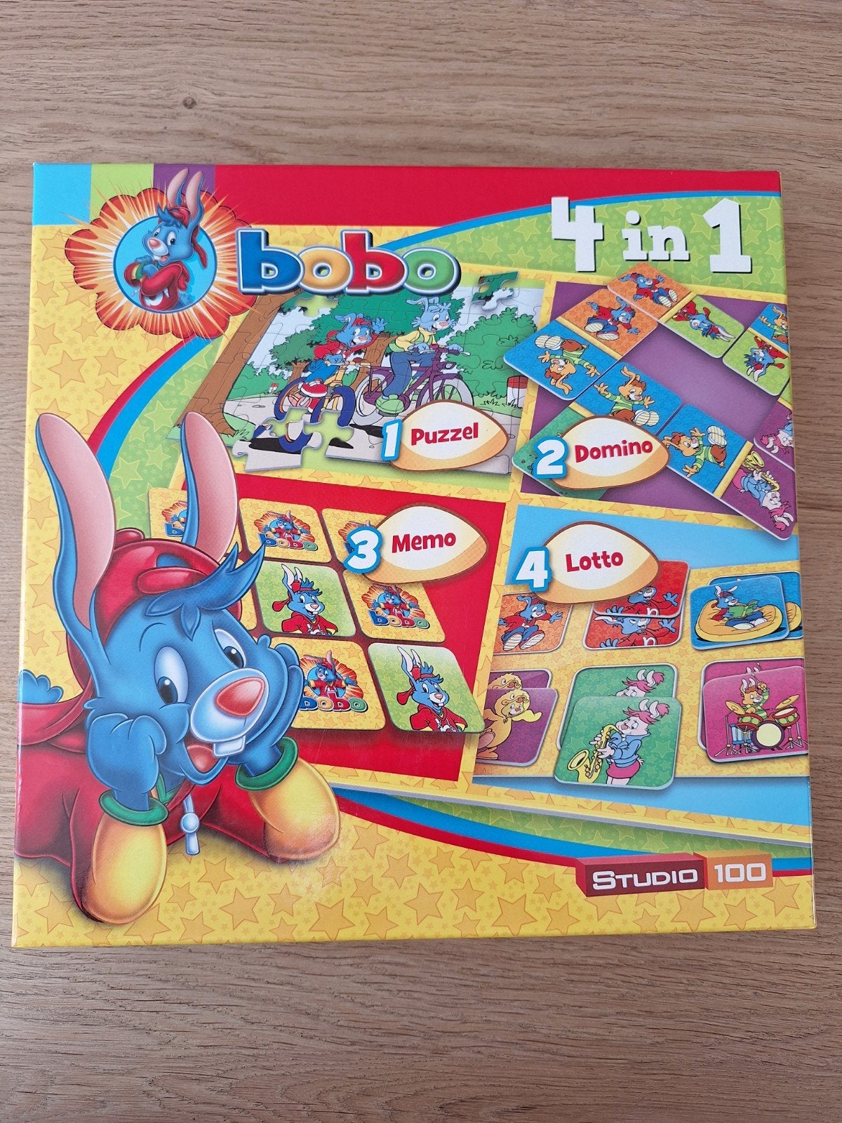 Bobo 4 in 1: Lotto, Puzzel, Memory & Domino (Studio 100), Ophalen of Verzenden, Zo goed als nieuw, Studio 100