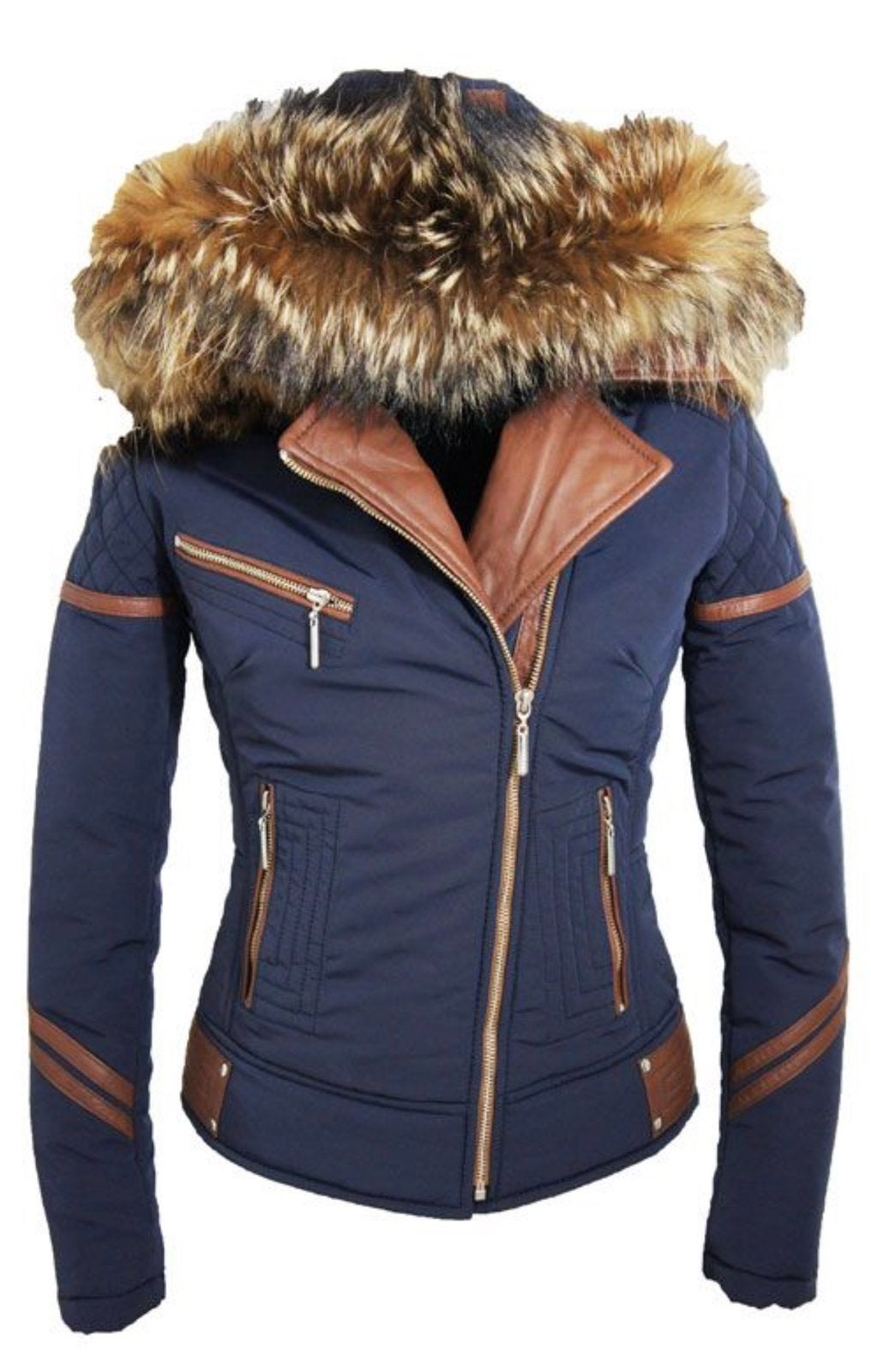The Leather Palace winterjas met bontkraag maat M/L, Kleding | Dames, Maat 38/40 (M), Bruin, Ophalen of Verzenden, Zo goed als nieuw