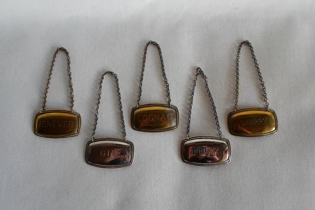 Plato Decanter Labels Verzilverd, Ophalen of Verzenden