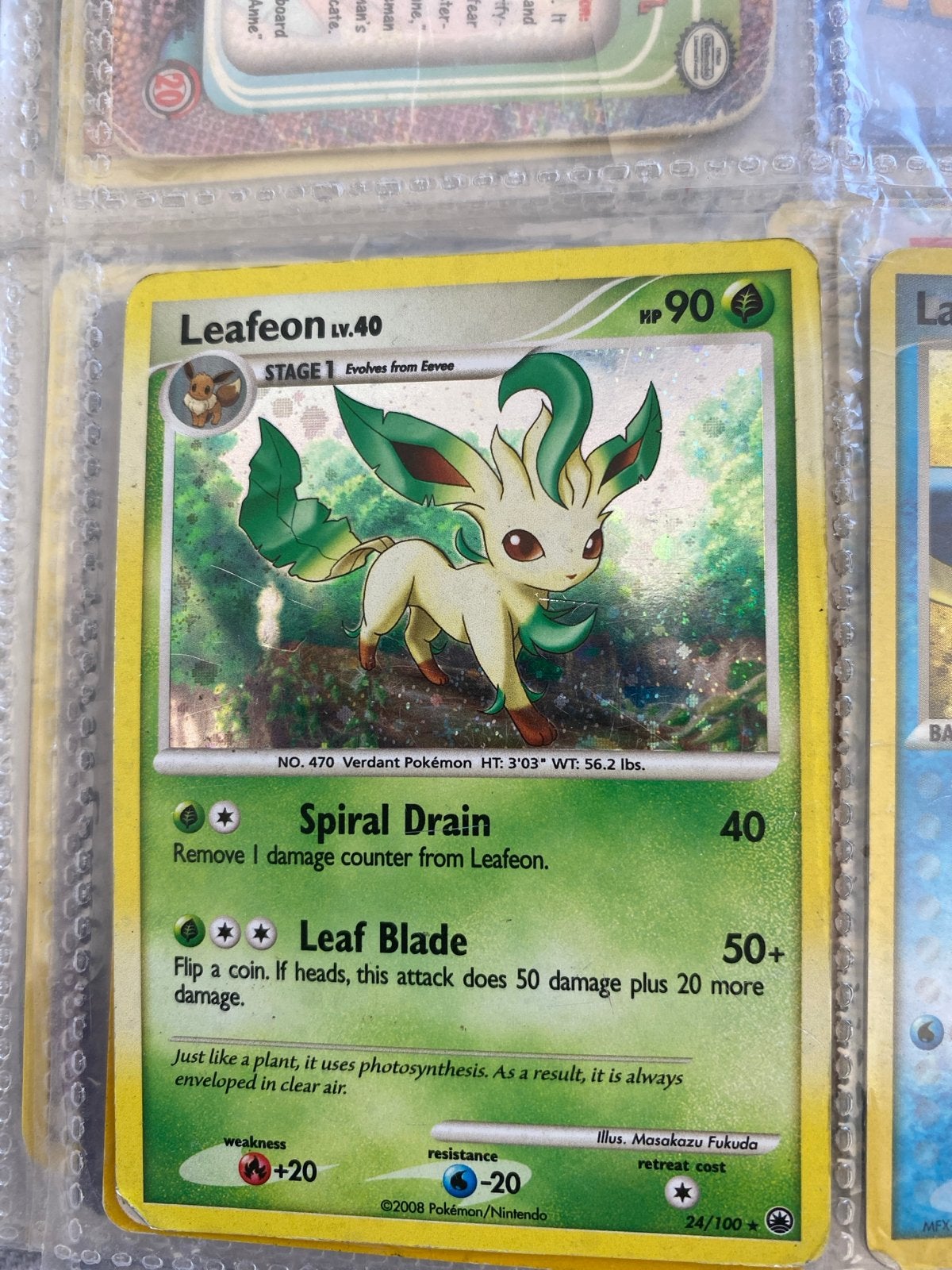 Pokémon Kaart Leafeon Lv.40 Holo Foil, Ophalen, Gebruikt, Losse kaart, Foil