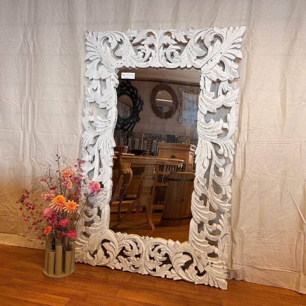 barok spiegel - white wash - 150 x 100 cm-  Gratis bezorgd, TTM Wonen, Meubels – (Perzische) Tapijten en Woonaccessoires, Taag 63, 2491 CS, Den Haag (Forepark)