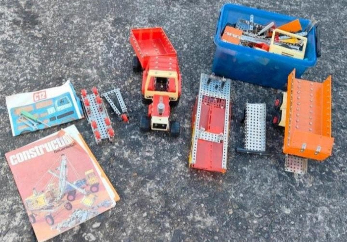 Vintage/Antiek Meccano bouwset met vanalles erbij, Ophalen of Verzenden, Gebruikt